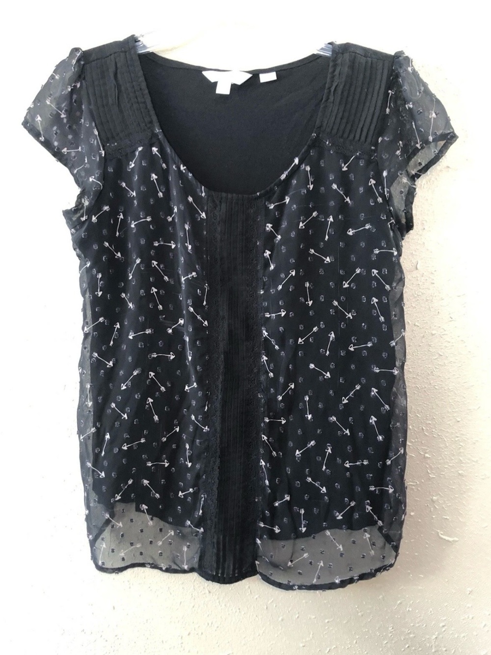 LC Lauren Conrad arrow print sheet top with with textured polka dots